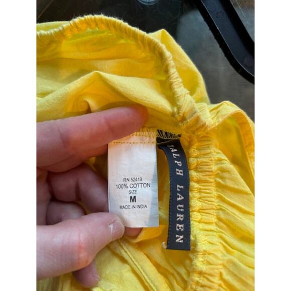 Ralph Lauren Dress Womens Medium Halter Ruffle Tiered Yellow Coastal Cotton - Picture 6 of 10